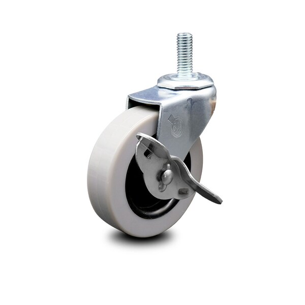 3 Inch Thermoplastic Rubber Wheel 3/8 Inch Threaded Stem Caster with Brake SCC